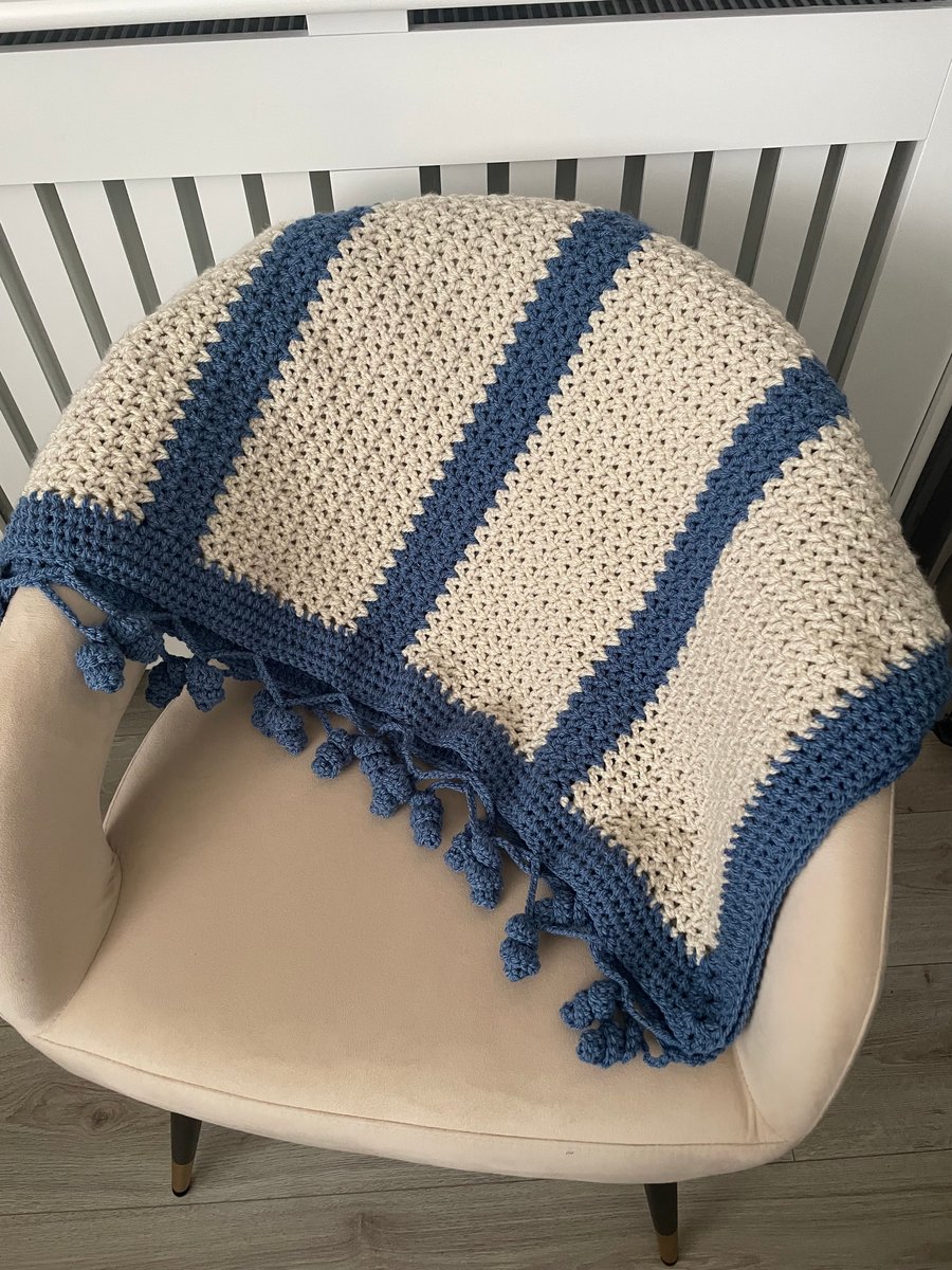 Hand Crocheted Tunisian Blanket Throw