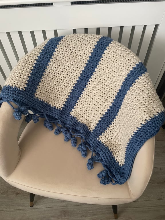 Hand Crocheted Tunisian Blanket Throw