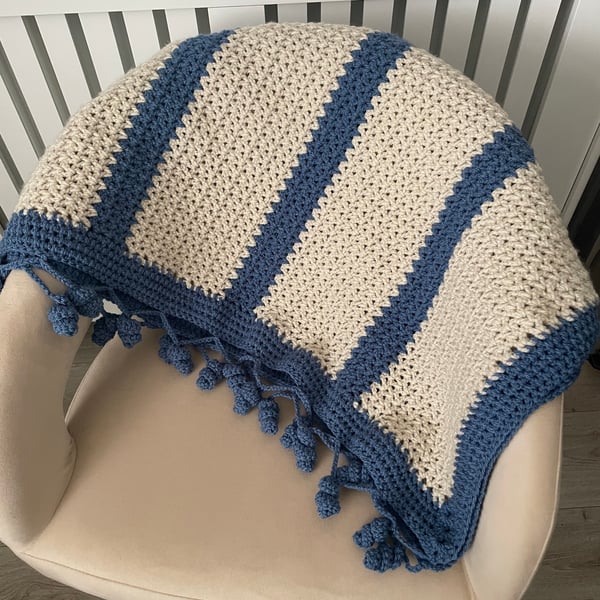 Hand Crocheted Tunisian Blanket Throw