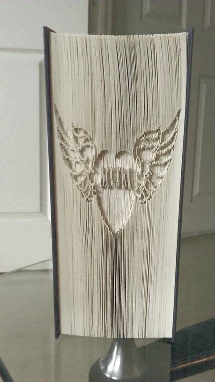 MUM Heart Angel Wings CUT & FOLD Book Folding pattern - EMAILED PDF PATTERN