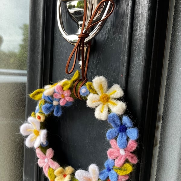 Needle felted floral wreath 