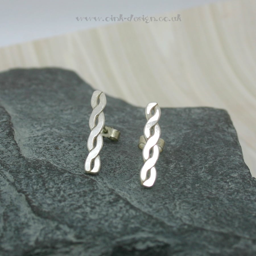 Sterling silver cable stud earrings
