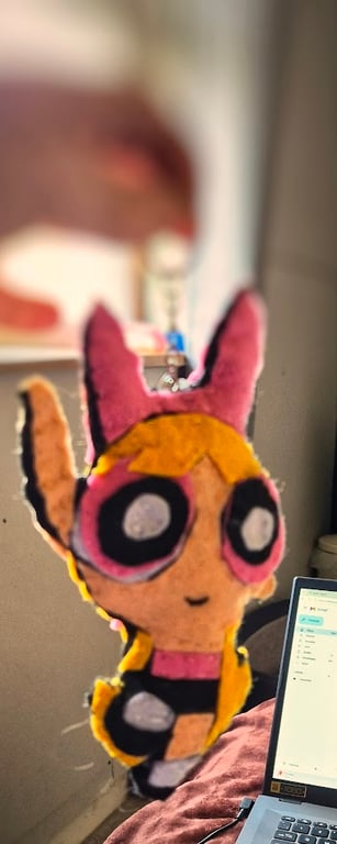 Handmade Felt Retro Cartoon-Inspired Character Keyring – One of a Kind