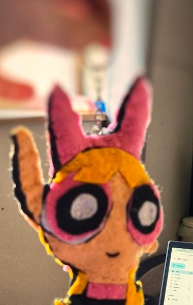 Handmade Felt Retro Cartoon-Inspired Character Keyring – One of a Kind