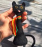 Funky Needle-Felted Cat Ornament – Handmade Wool Sculpture with Scarf (One Cat) - Image 2