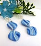 Blue Marbled Double Rhombus Style Earrings. - Image 1