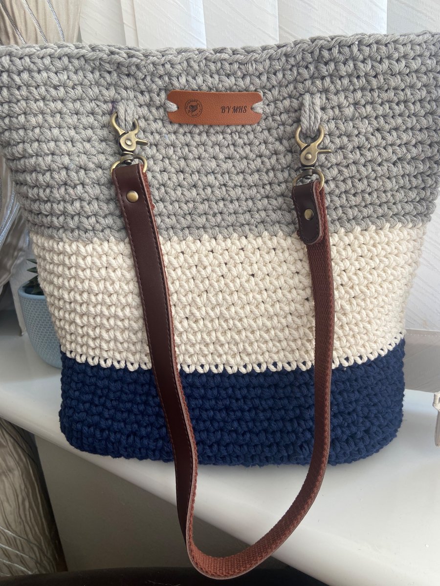 Handmade Crochet macrame tote shoulder bag 