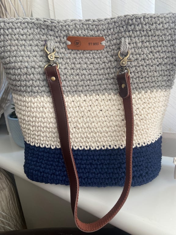 Handmade Crochet macrame tote shoulder bag 
