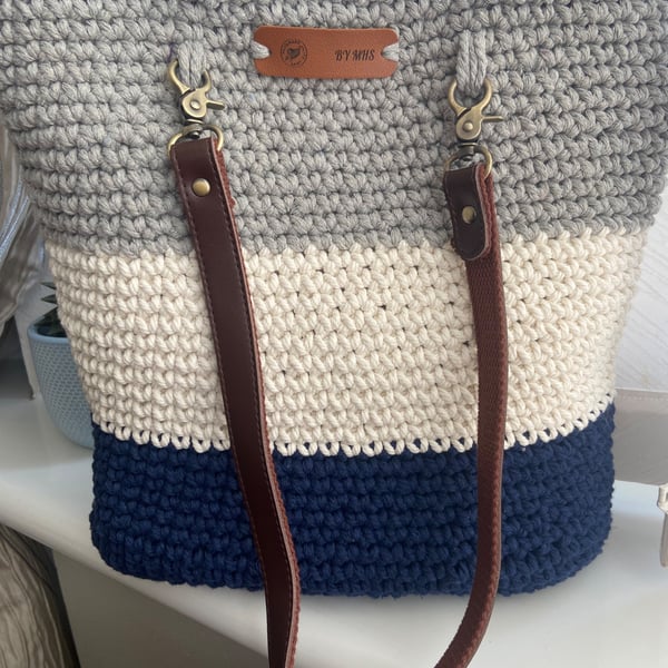 Crochet macrame tote shoulder bag 