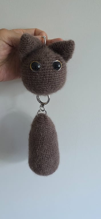 Handmade Crochet Cat Keychain & Hanging Bag Charm