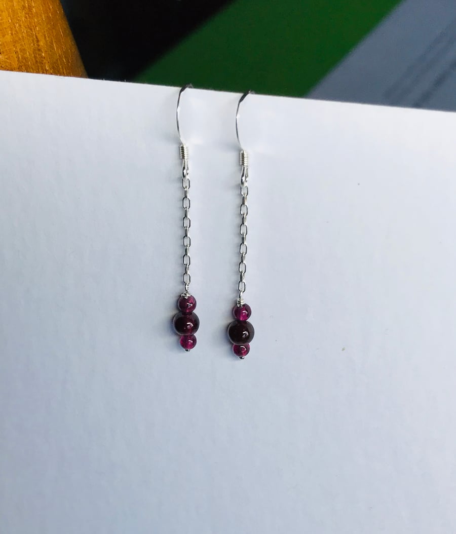 Garnet chain earrings