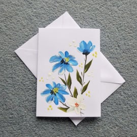 hand painted art painting daisies floral blank greetings card ( ref F 854 B5)