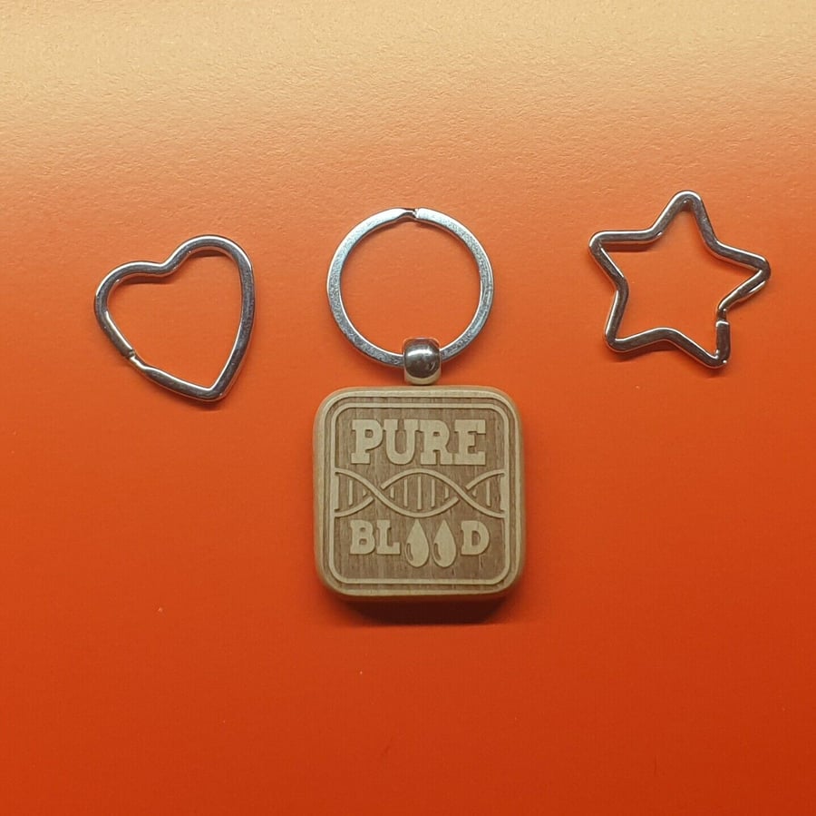 Pure Blood DNA Wooden Keyring 