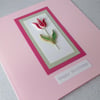 Quilled tulip birthday card, handmade greeting, quilling