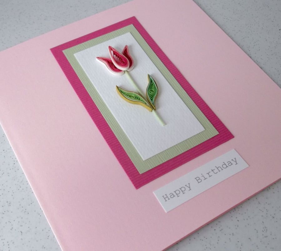 Quilled birthday card, handmade, quilling