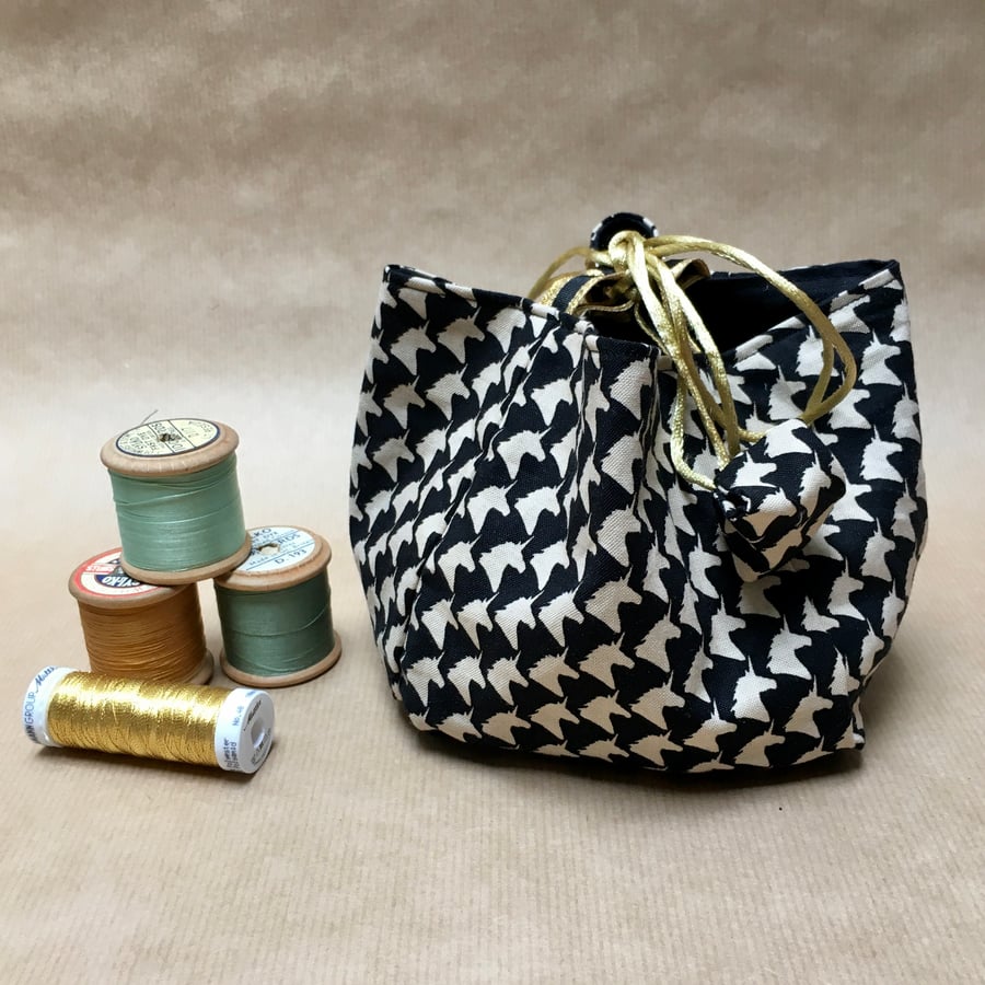 Reversible Unicorn Houndstooth Rice Bag Gift Bag SECONDS SUNDAY