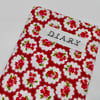 Diary with red floral slip cover