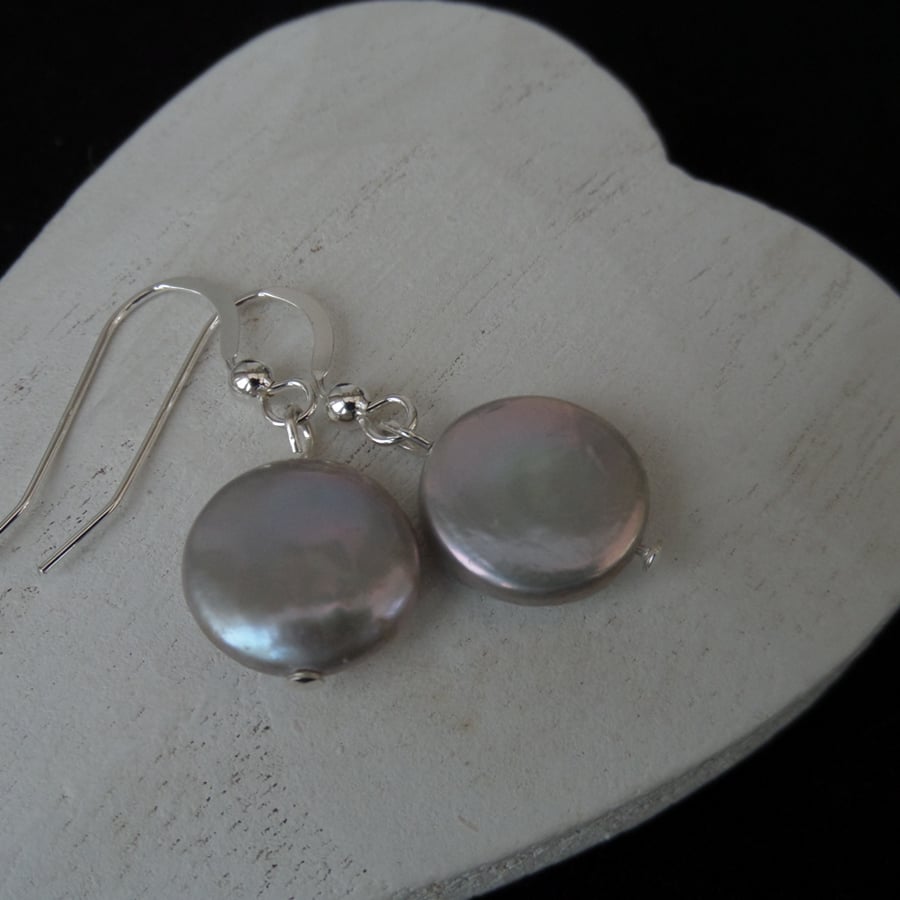 Silver pearl earrings