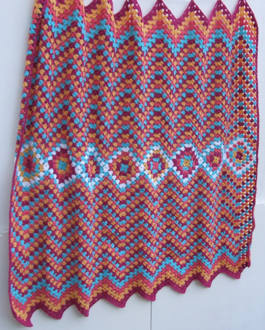 crochet throw, crochet blanket, Moroccan style afghan