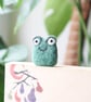 Woolly Mr Toad Bookmark - Needle Felt Felted Frog Handmade Wool Book Accessory