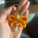 Crochet Beaded Dragonfly Keychain Keyring 
