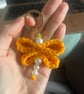 Crochet Beaded Dragonfly Keychain Keyring 