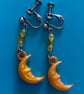 Orange Moon Earrings - Plastic & Steel 