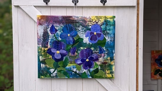 'Winter Pansies' Original Abstract Acrylic Painting in Bright Bold Colours