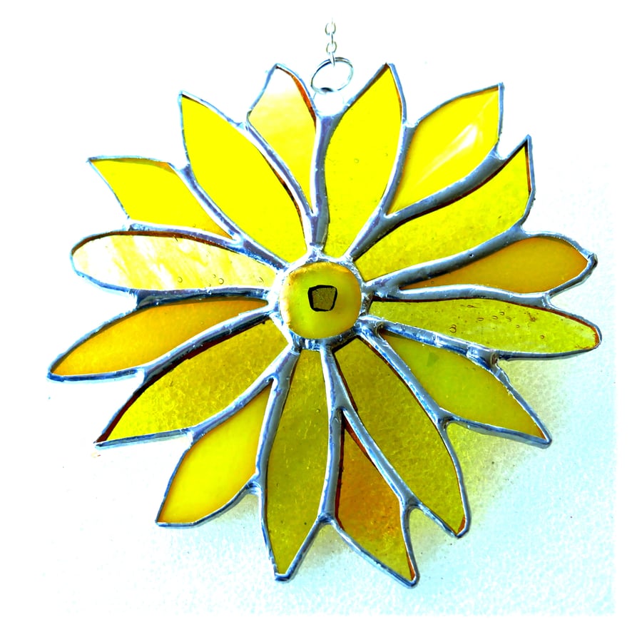 Yellow Flower Stained Glass Suncatcher Handmade 006 Sunflower