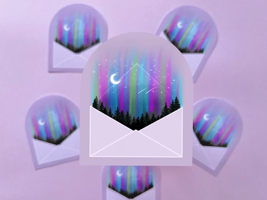 Northern Lights Envelope Die Cut Sticker
