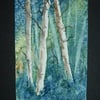 birch trees original art painting woodland aceo landscape ref 15