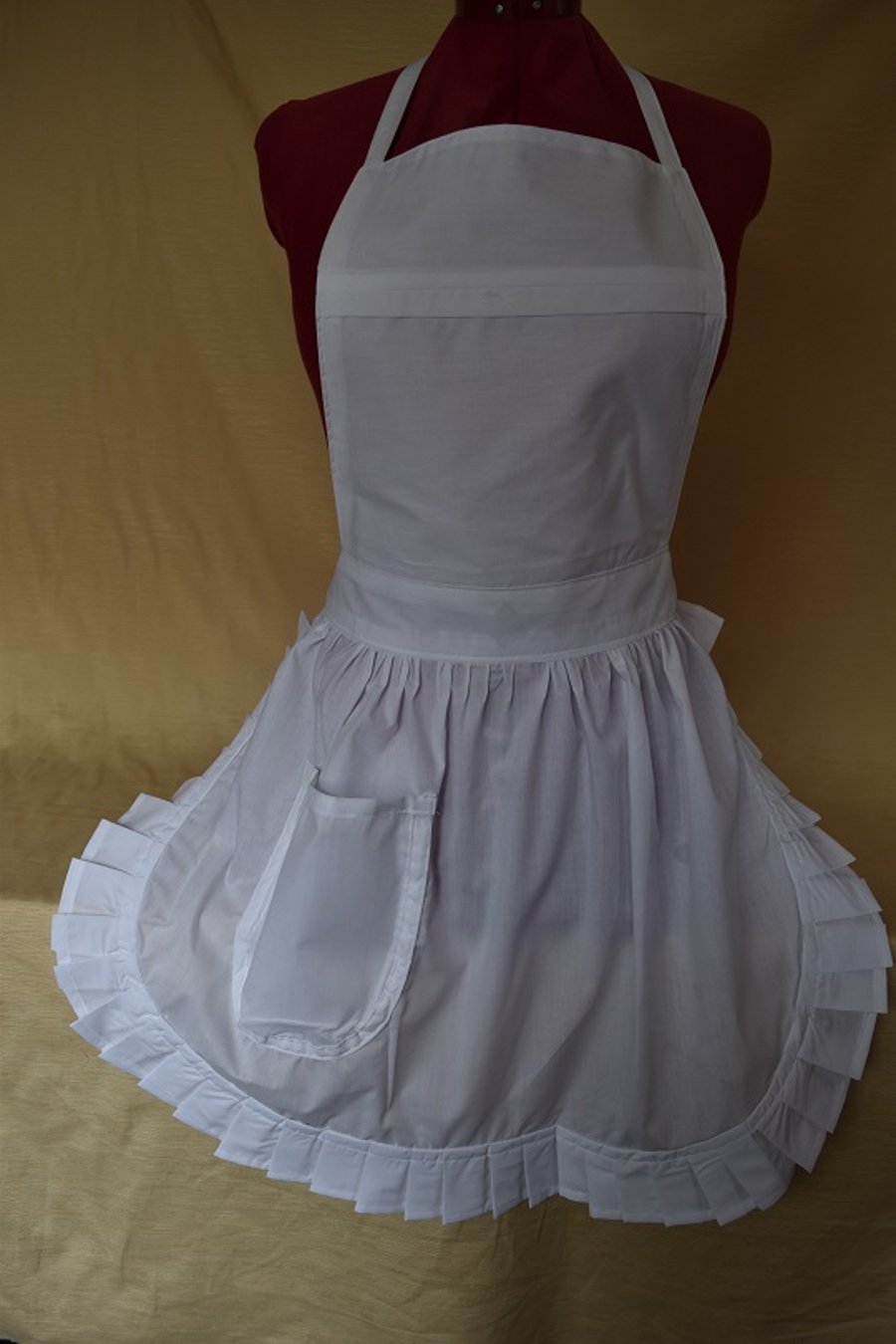 Vintage 50s Style Full Apron Pinny - White