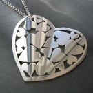 Large Sterling Silver Heart Pendant With Silver Chain