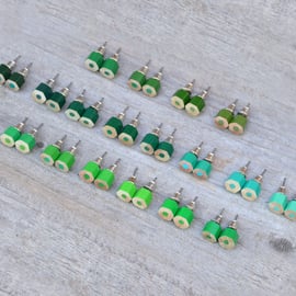 Green Color Pencil Ear Studs, Green Earring Stud, 18 Shades Of Green