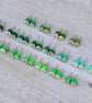 Green Color Pencil Ear Studs, Green Earring Stud, 18 Shades Of Green