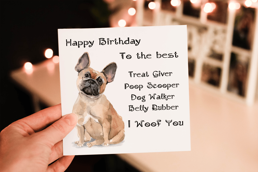 French Bulldog Birthday Card, Dog Birthday Card, Personalized Dog