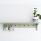 Shaker Peg Shelf in Vert De Terre, Coat Rack, Kitchen Peg Shelf, Coat Hook, Peg 