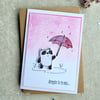 Get Well Card - cards, handmade, panda, umbrella, raindrops, pink