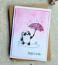 Get Well Card - cards, handmade, panda, umbrella, raindrops, pink - Image 1
