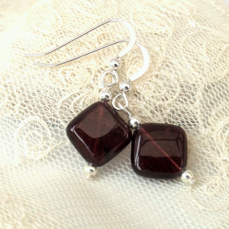 Garnet and silver earrings
