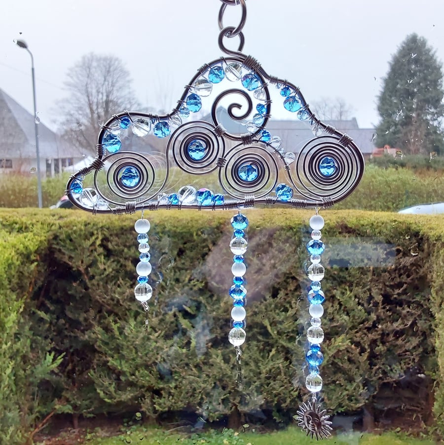 Cloud Hanging Decoration Sun Catcher Wire Ornament Spiral Sun Moon Stars Charms