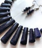 Blue Goldstone Tapered Necklace & Earrings Handmade Jewellery Gift Set  - Image 1