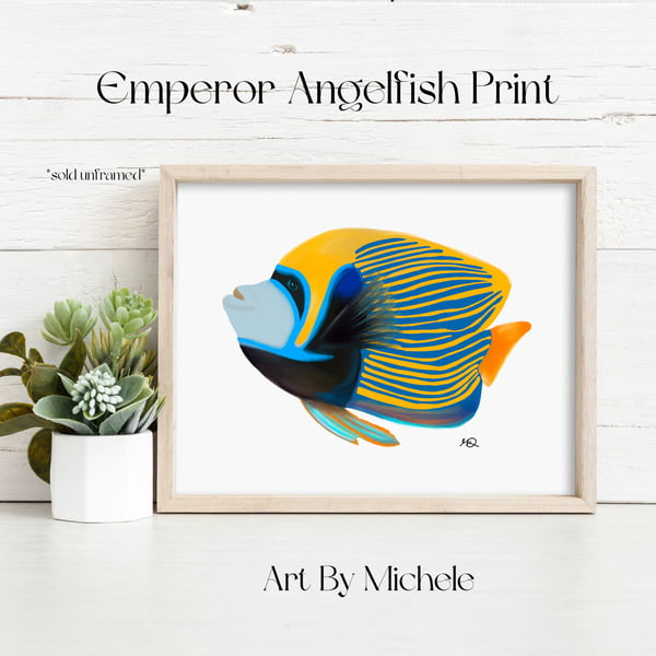 Six Tropical Fish Illustrated Art Prints - Marine Life Coastal Wall Decor
