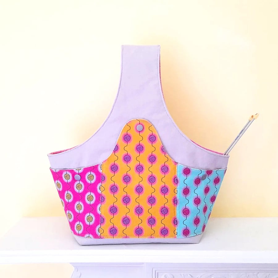 Grey Knitting or Crochet Project Bag