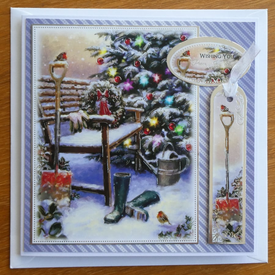 Christmas Card - Robin in the Garden