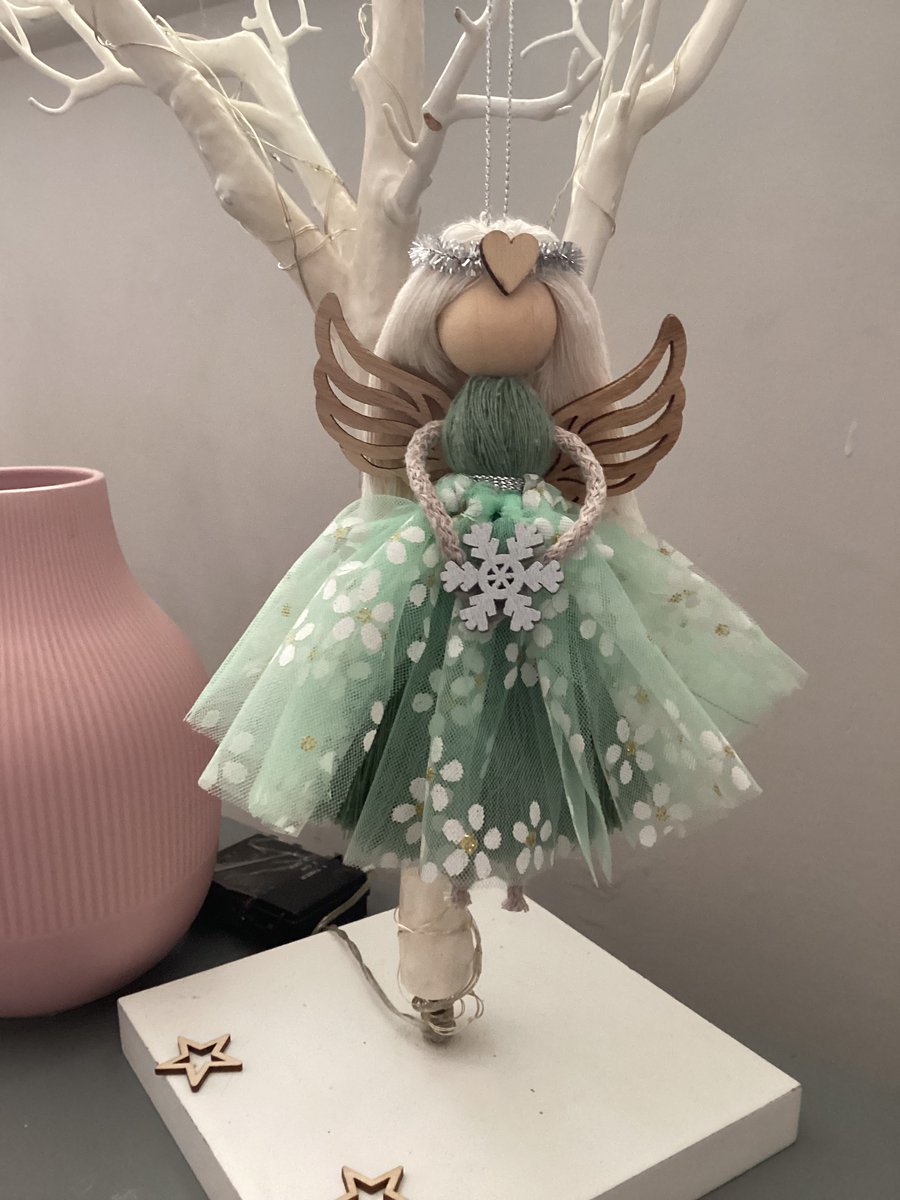 Beautiful Christmas macrame hanging angel - Xmas fairy 