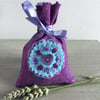 Hand Embroidered Lavender Blue Lavender Bag