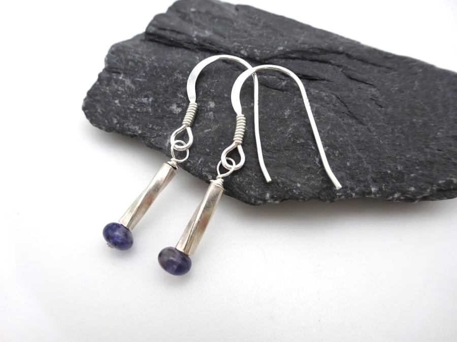 Iolite gemstone earrings