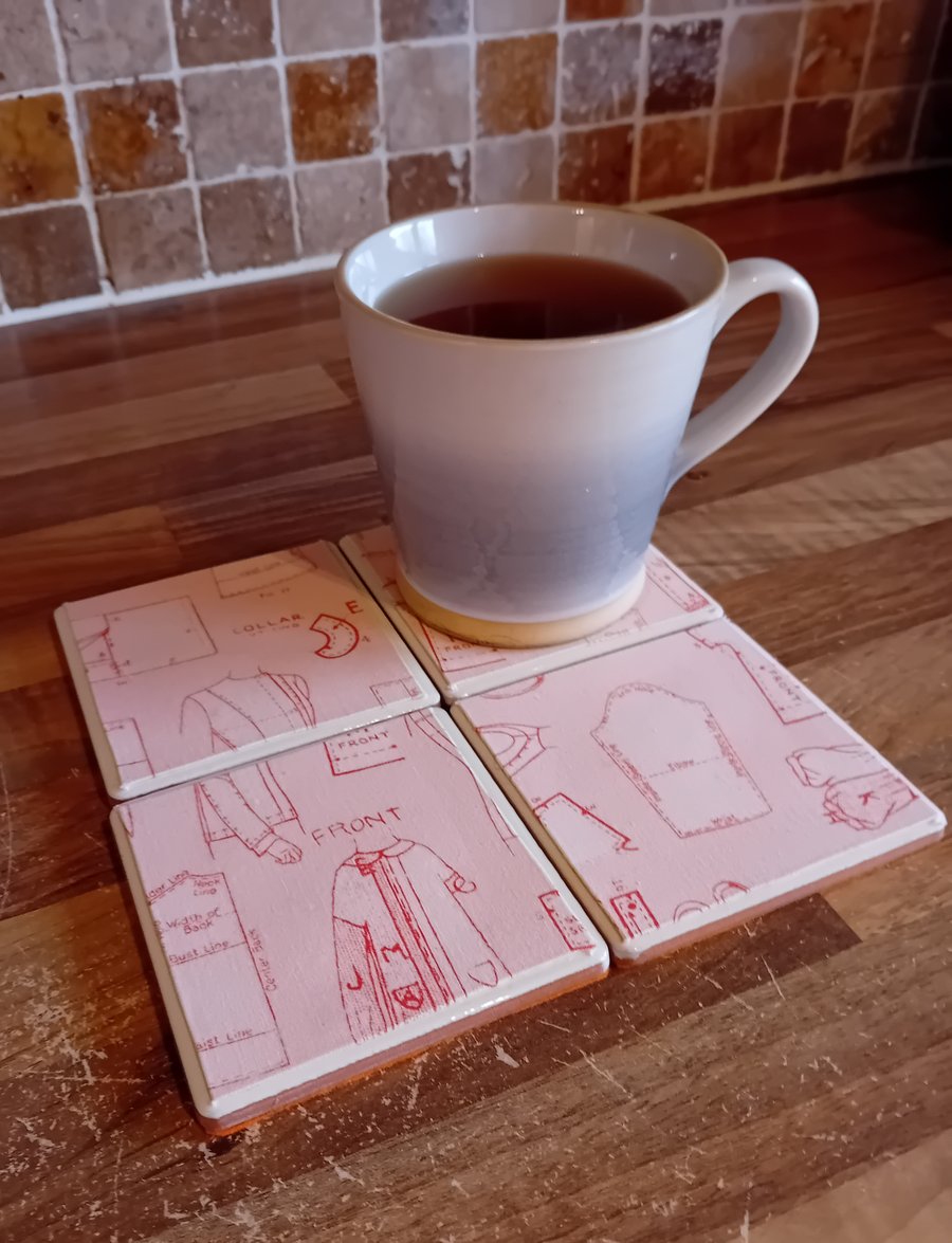 Dressmakers - Ceramic Tile Set of 4 Coasters Perfectly Imperfect