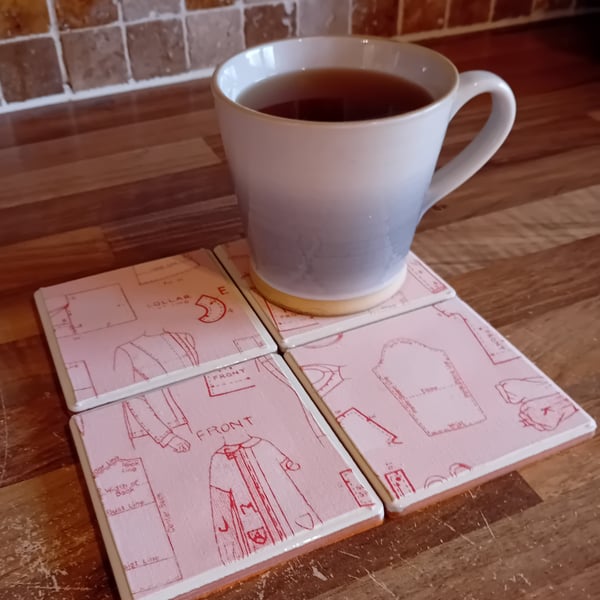 Dressmakers - Ceramic Tile Set of 4 Coasters Perfectly Imperfect